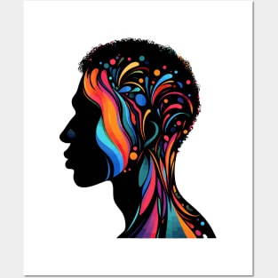 Afrocentric Man Multicolored Silhouette Posters and Art